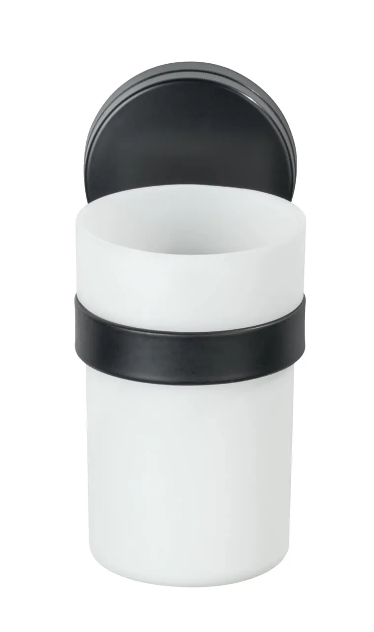 wenko-static-loc-plus-zahnputzbecher-pavia-schwarz-6-5-x-12-x-9-cm image 1