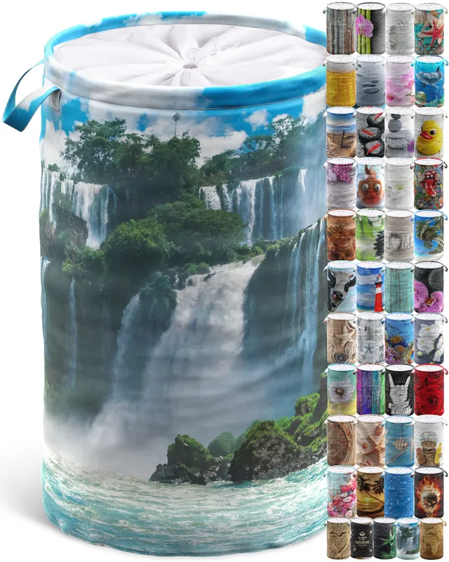 sanilo-w-schekorb-faltbar-60-liter-wasserfall-rund-mit-griffen-und-abdeckung image 1