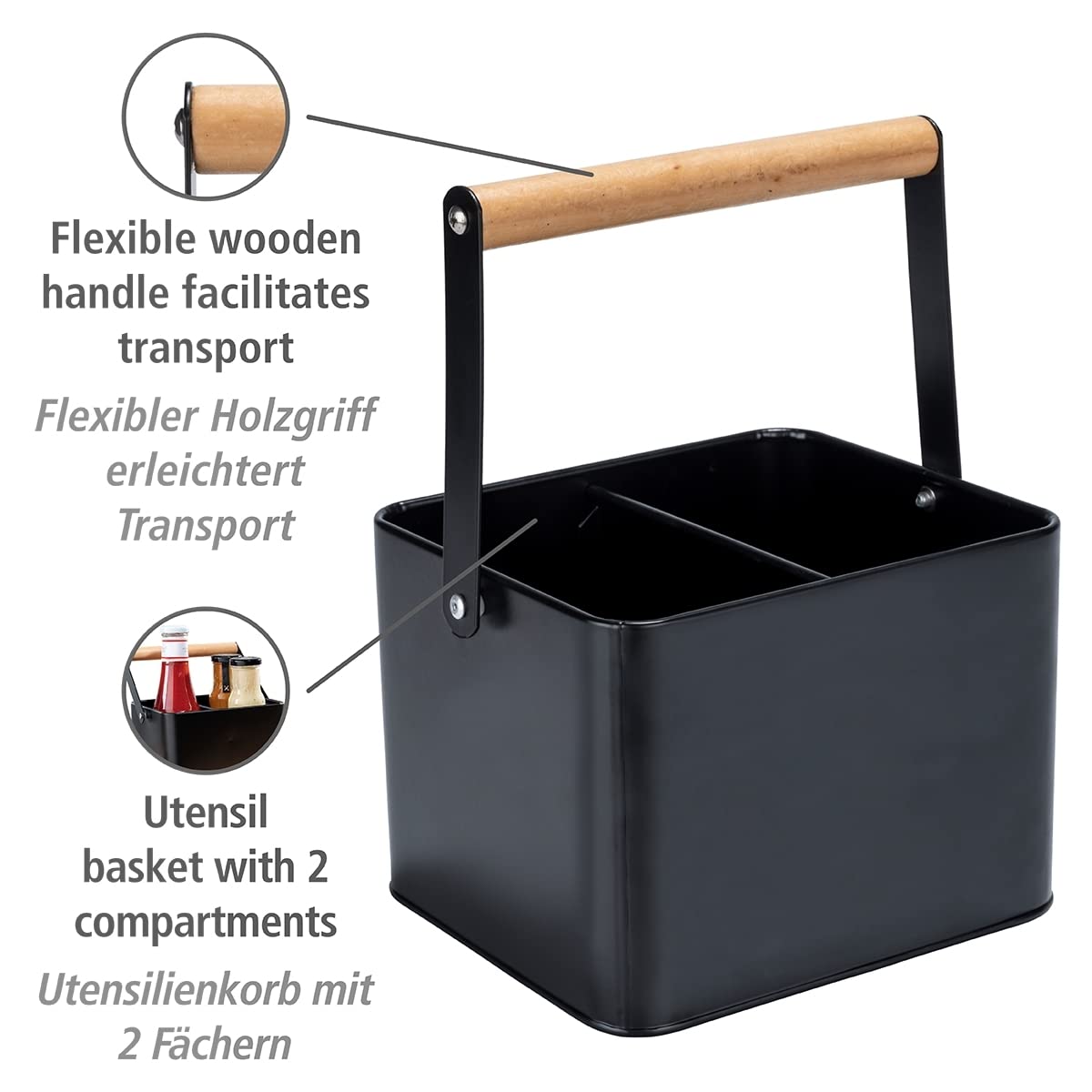 wenko-utensilienkorb-baco-tragekorb-aus-metall-mit-holzgriff-schwarz-18-x-25-5-x image 2