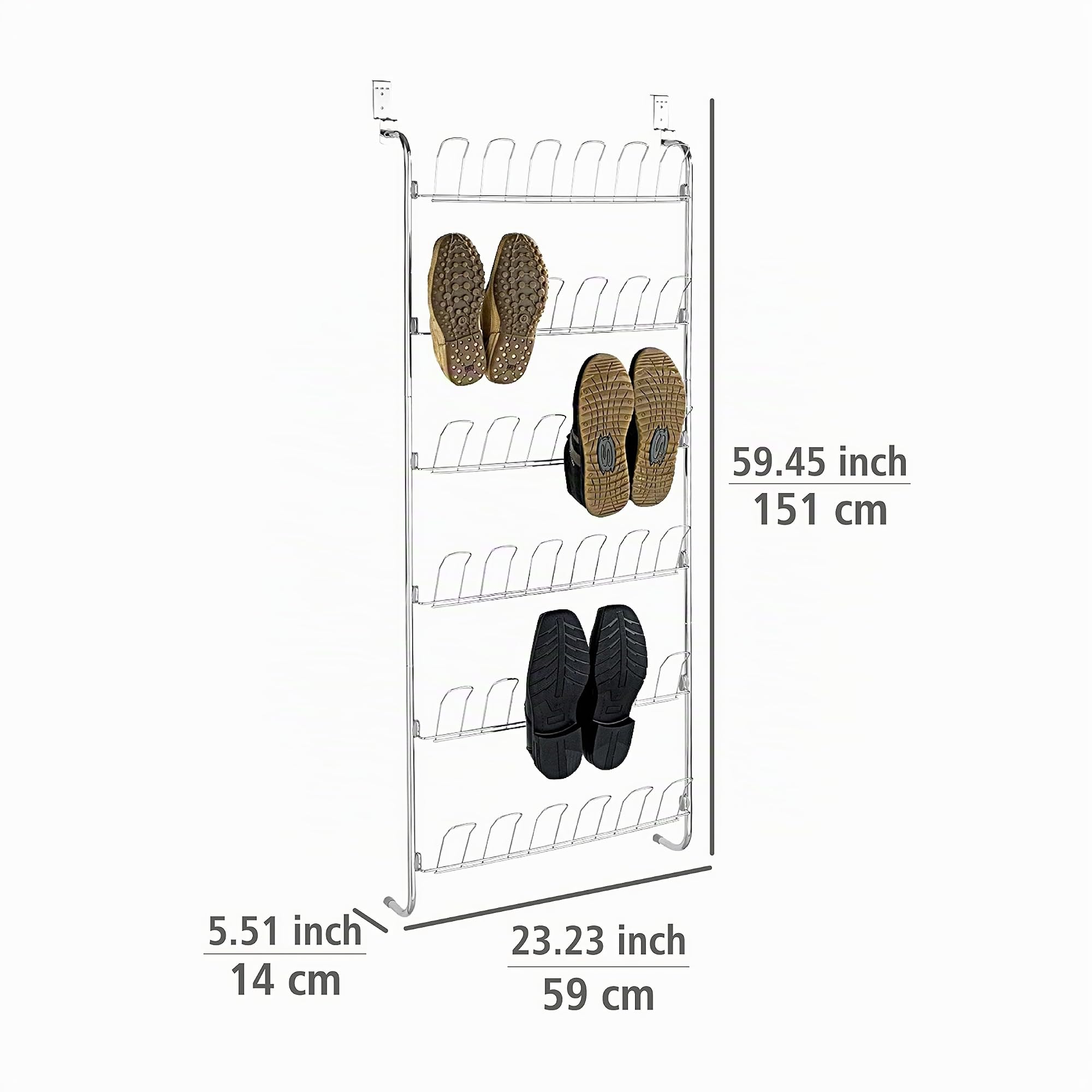 wenko-t-r-schuhregal-mit-6-ablagen-f-r-18-paar-einh-ngen-ohne-bohren-metall-verc image 4
