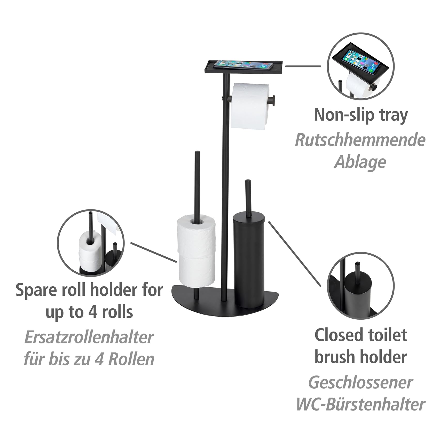 wenko-cosenza-neo-stand-wc-garnitur-4-in-1-edelstahl-schwarz-matt-32-5-x-72-x-17 image 2