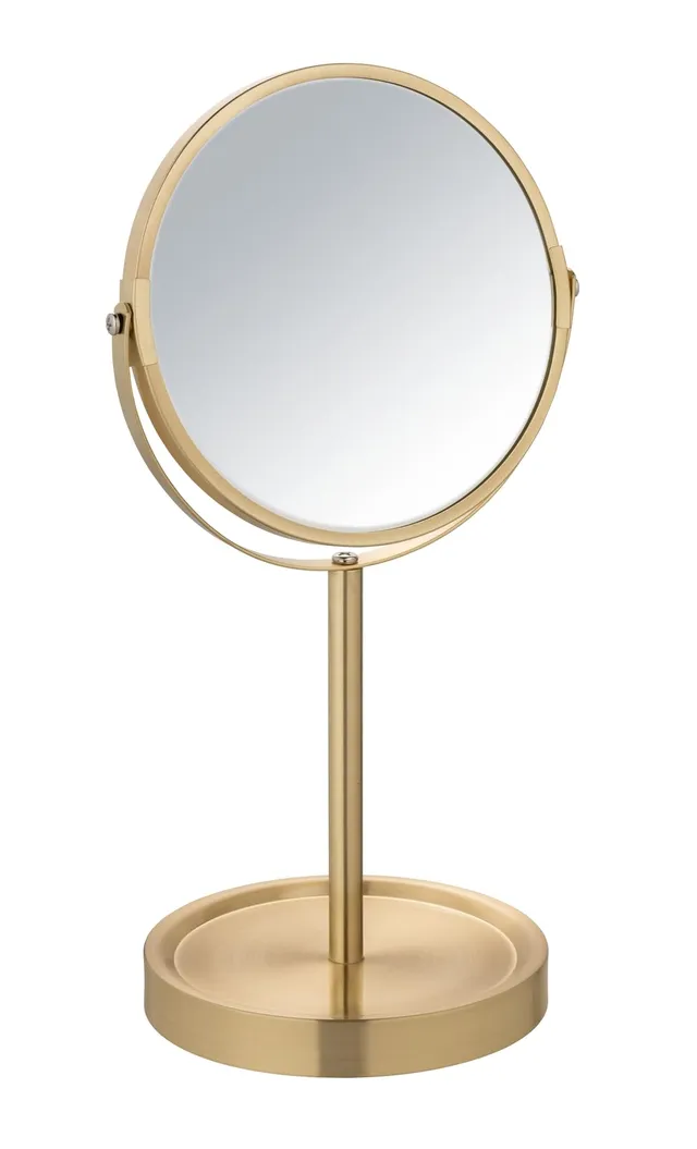 wenko-alata-standspiegel-kosmetikspiegel-gold-matt-3-fach-17-cm image 1