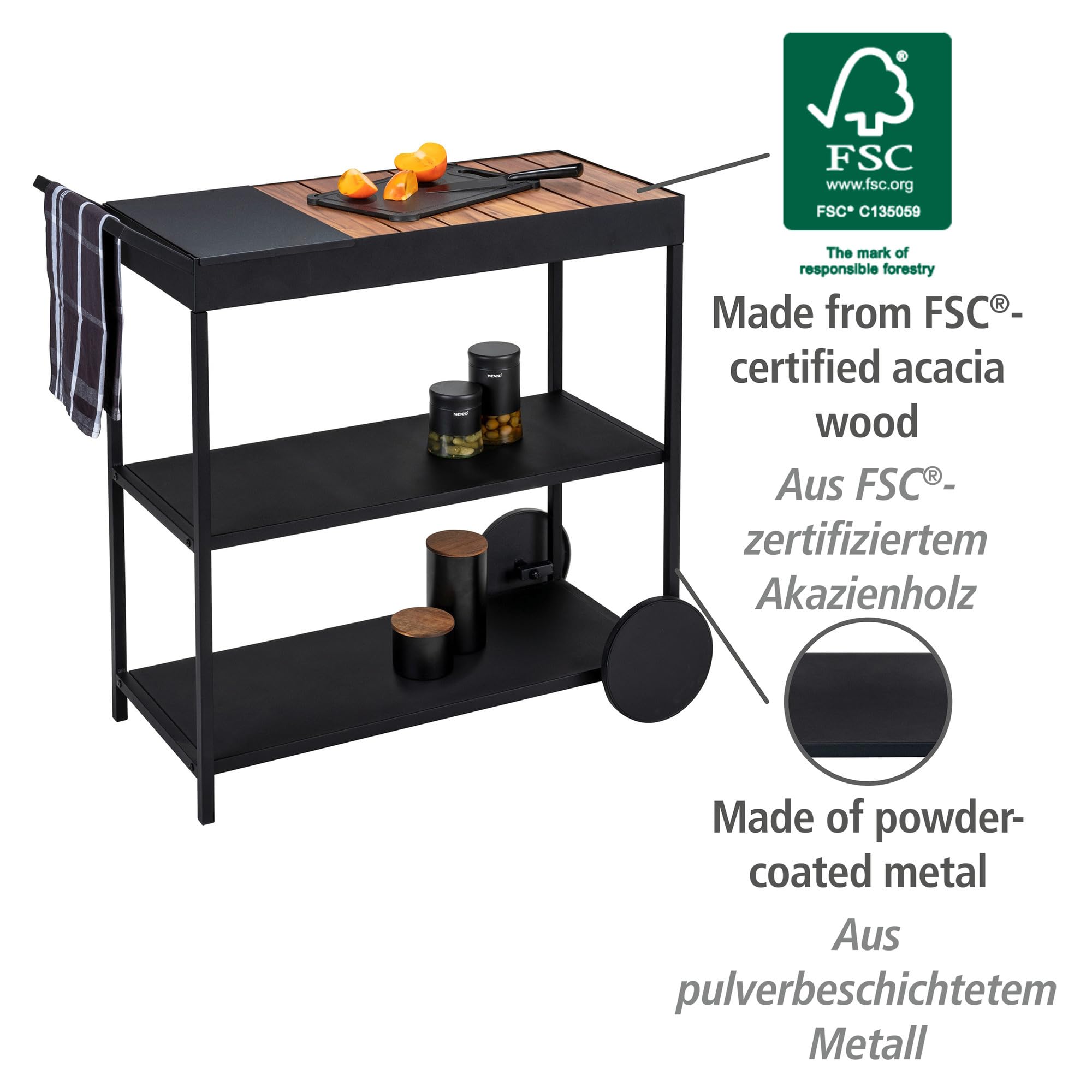 wenko-miro-servierwagen-beistellwagen-black-outdoor-kitchen-metall-akazienholz-s image 2