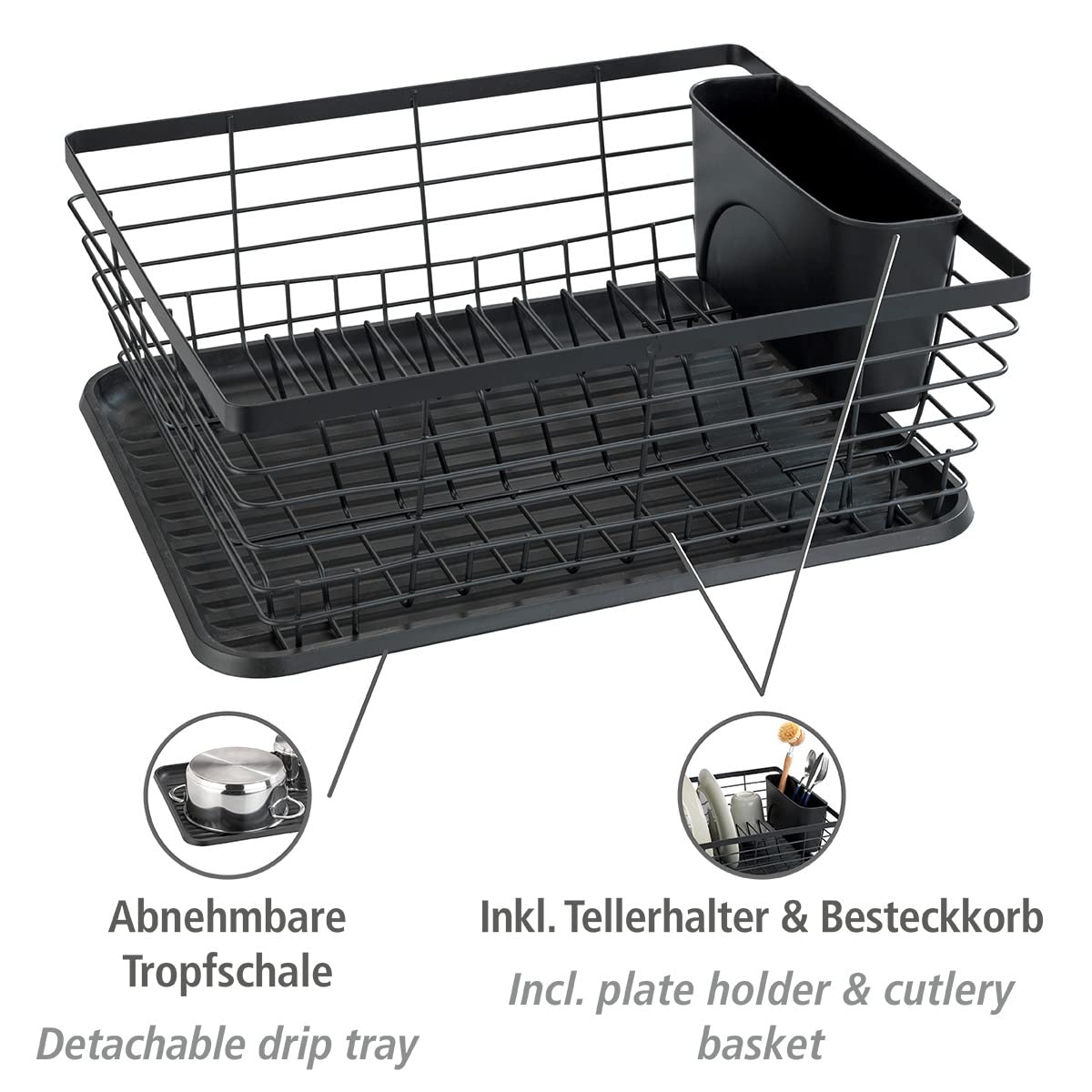 wenko-drip-geschirrabtropfer-schwarz-mit-tropfschale-36-x-15-x-30-3-cm image 2