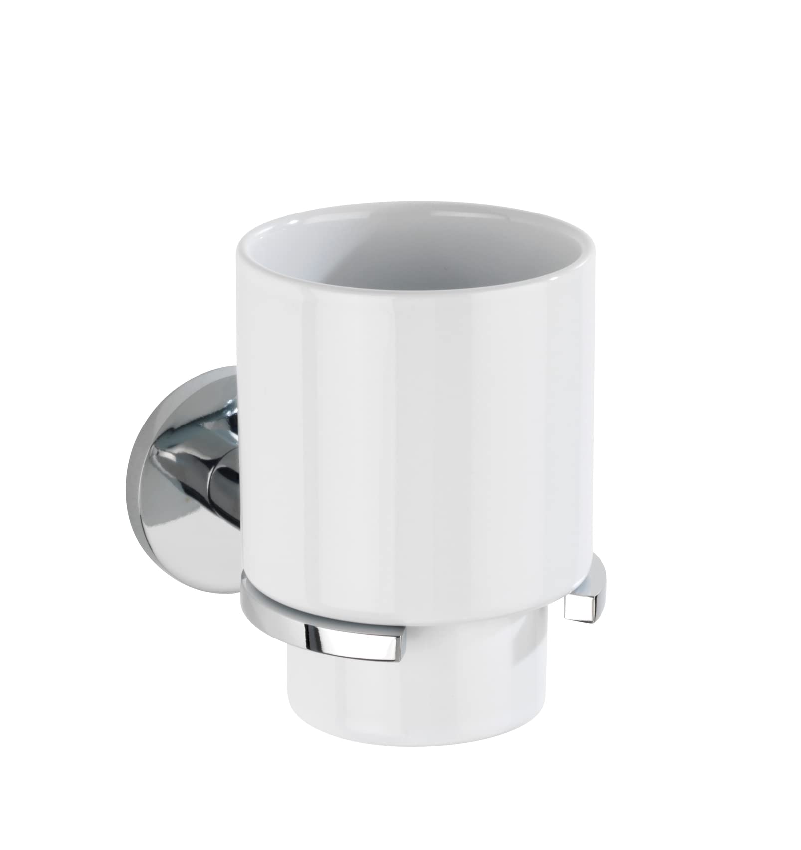 wenko-uv-loc-isera-zahnputzbecherhalter-7-x-11-x-12-cm-keramik-chrom-vierkantroh image 1