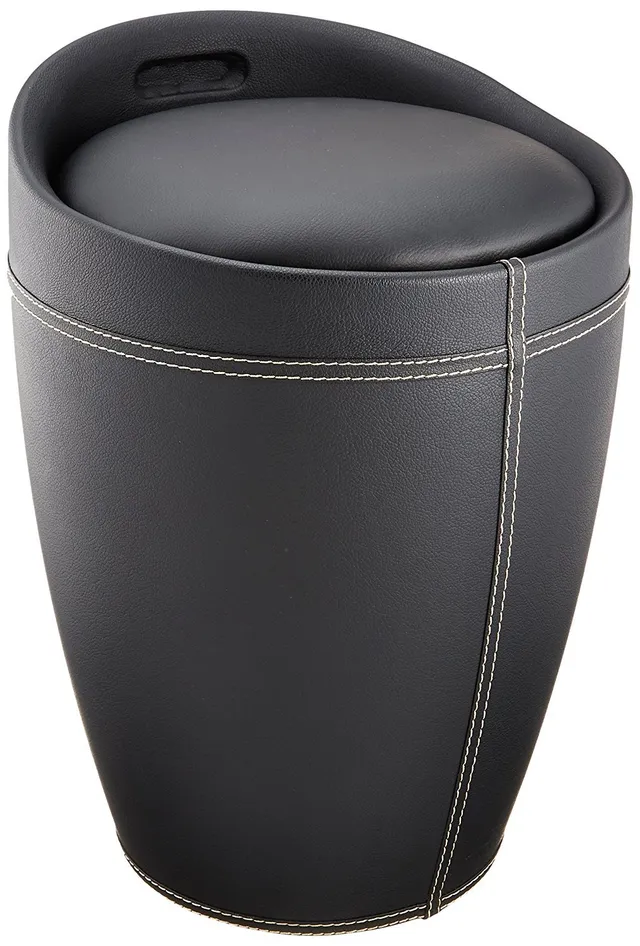 wenko-candy-badhocker-mit-stauraum-20-l-schwarz-leder-optik image 1