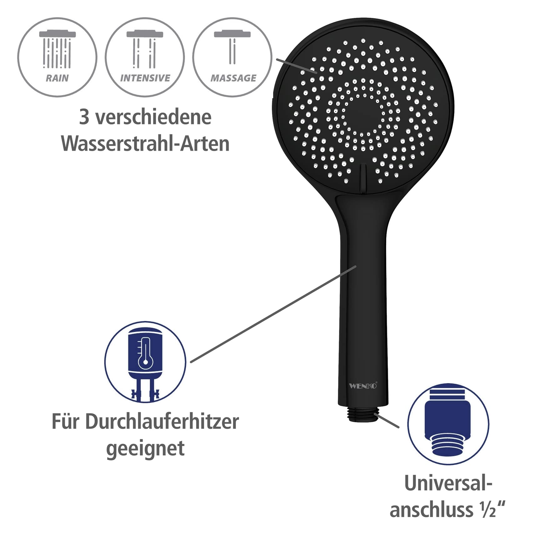 wenko-watersaving-wasserspar-duschkopf-schwarz-3-strahlarten-11-cm image 6