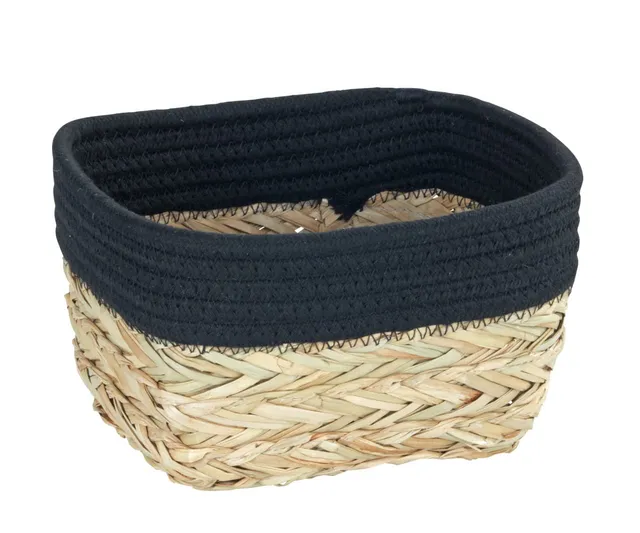 wenko-rika-s-aufbewahrungskorb-braun-schwarz-borstengras-und-baumwolle-15x20x13- image 1