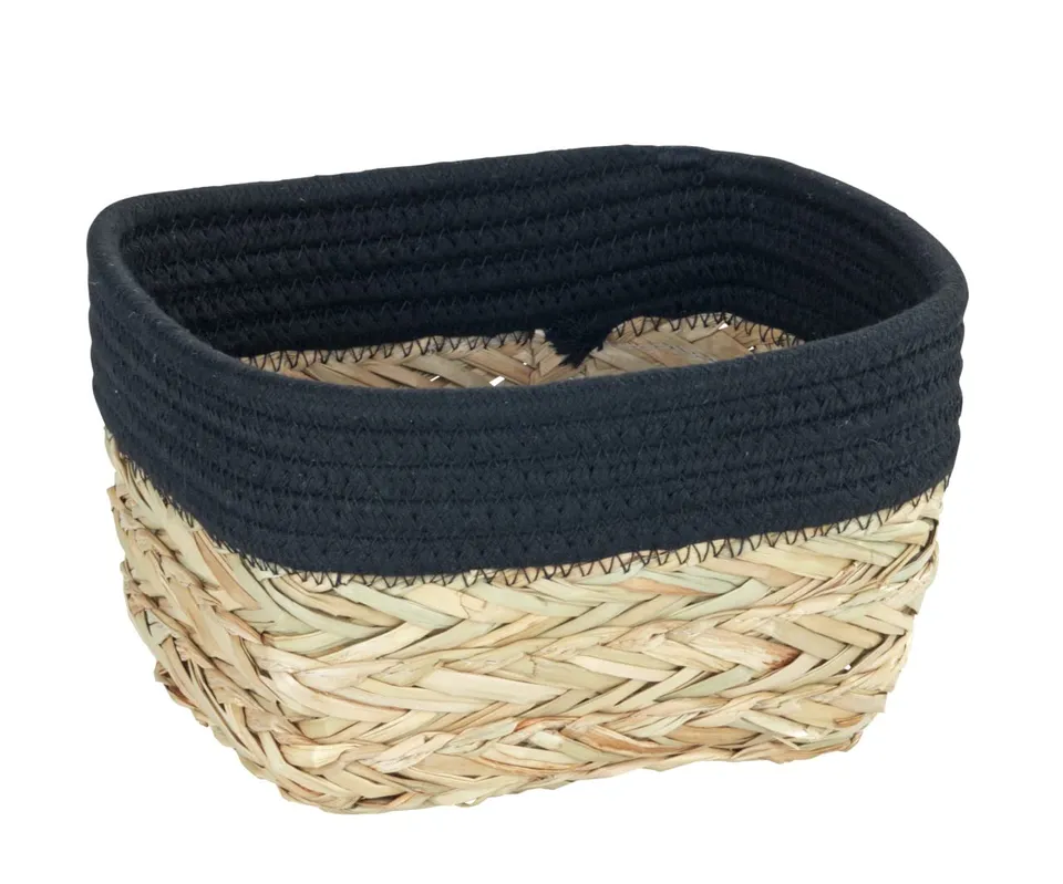 wenko-rika-s-aufbewahrungskorb-braun-schwarz-borstengras-und-baumwolle-15x20x13- image 1