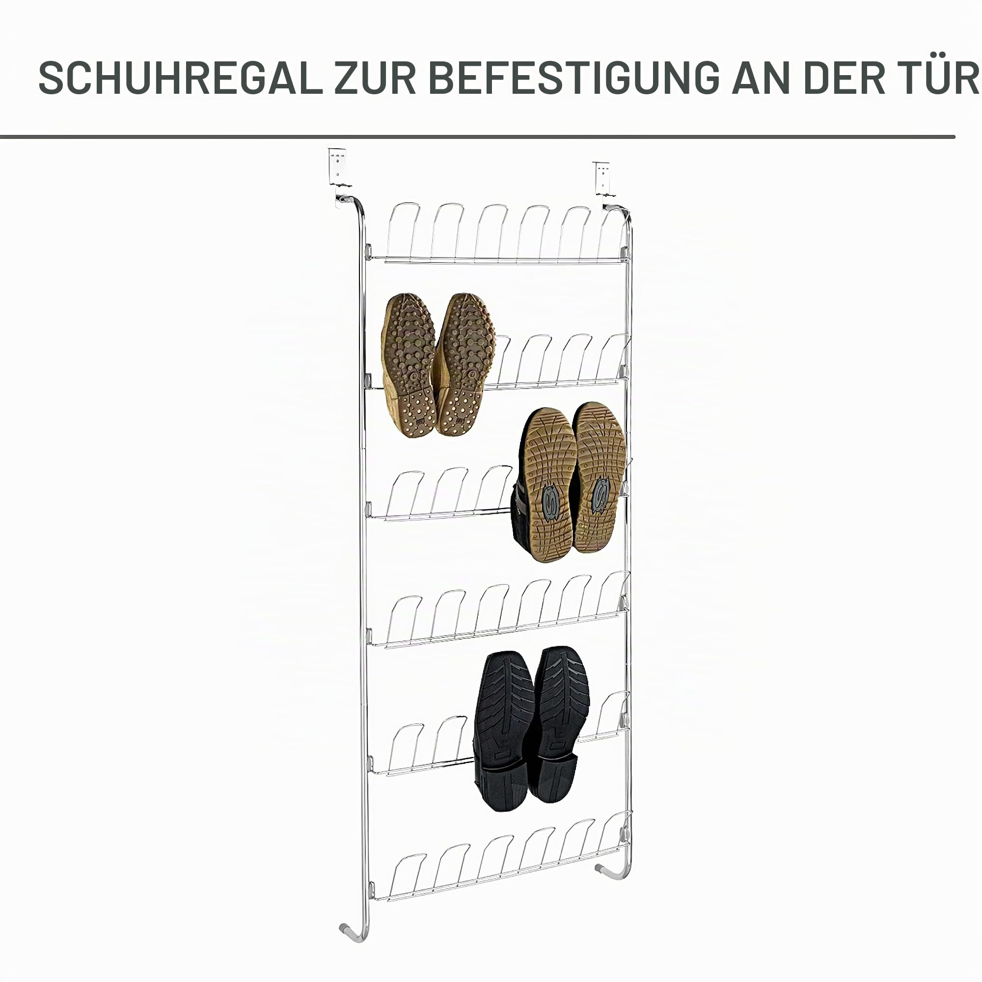 wenko-t-r-schuhregal-mit-6-ablagen-f-r-18-paar-einh-ngen-ohne-bohren-metall-verc image 5