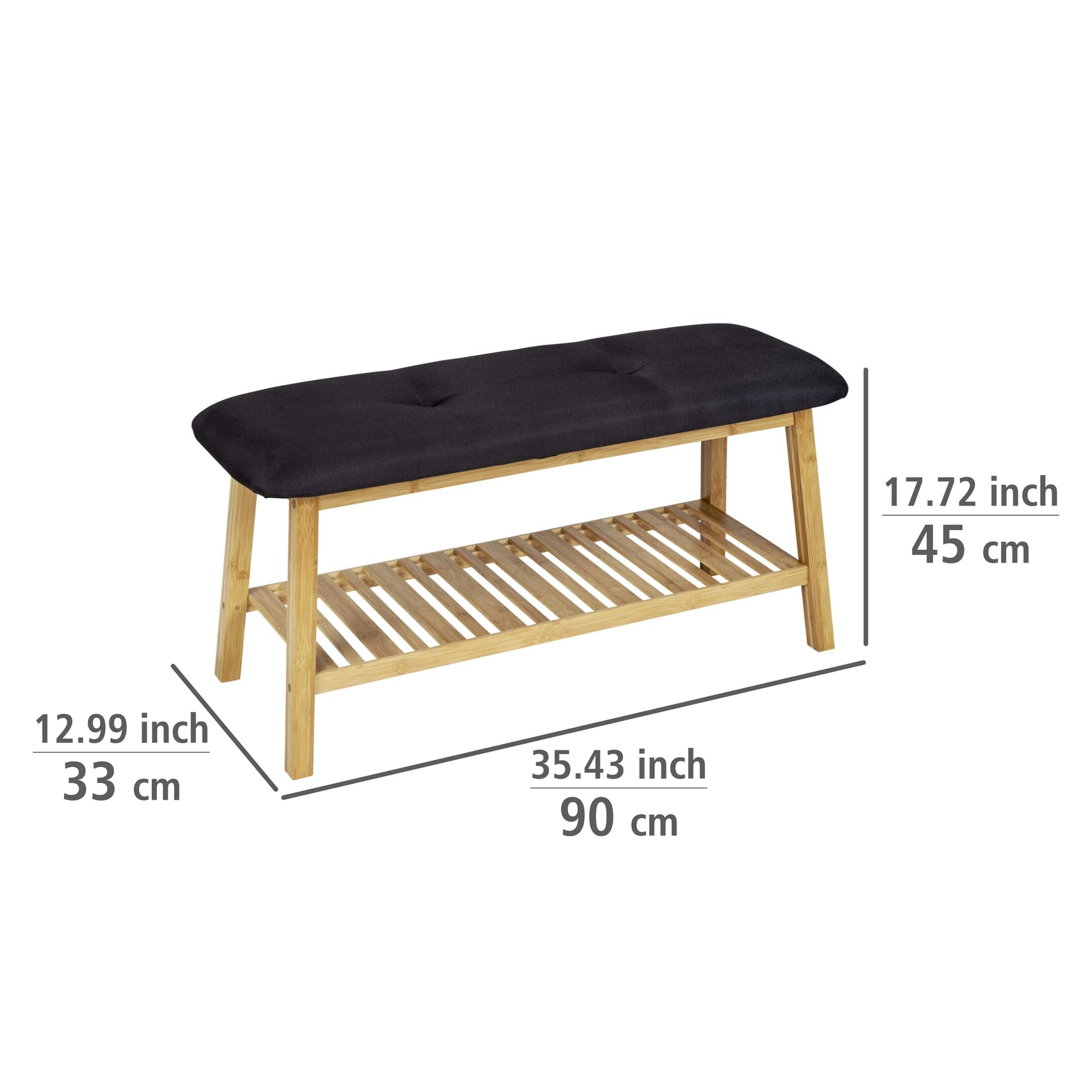 wenko-ecori-schuhbank-mit-sitzpolster-90-x-45-x-33-cm-sitzbank-bambus-natur-schw image 3