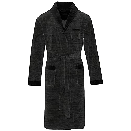 vossen-herren-bademantel-alberto-black-gr-e-m-schalkragen-aus-nikivelours image 3