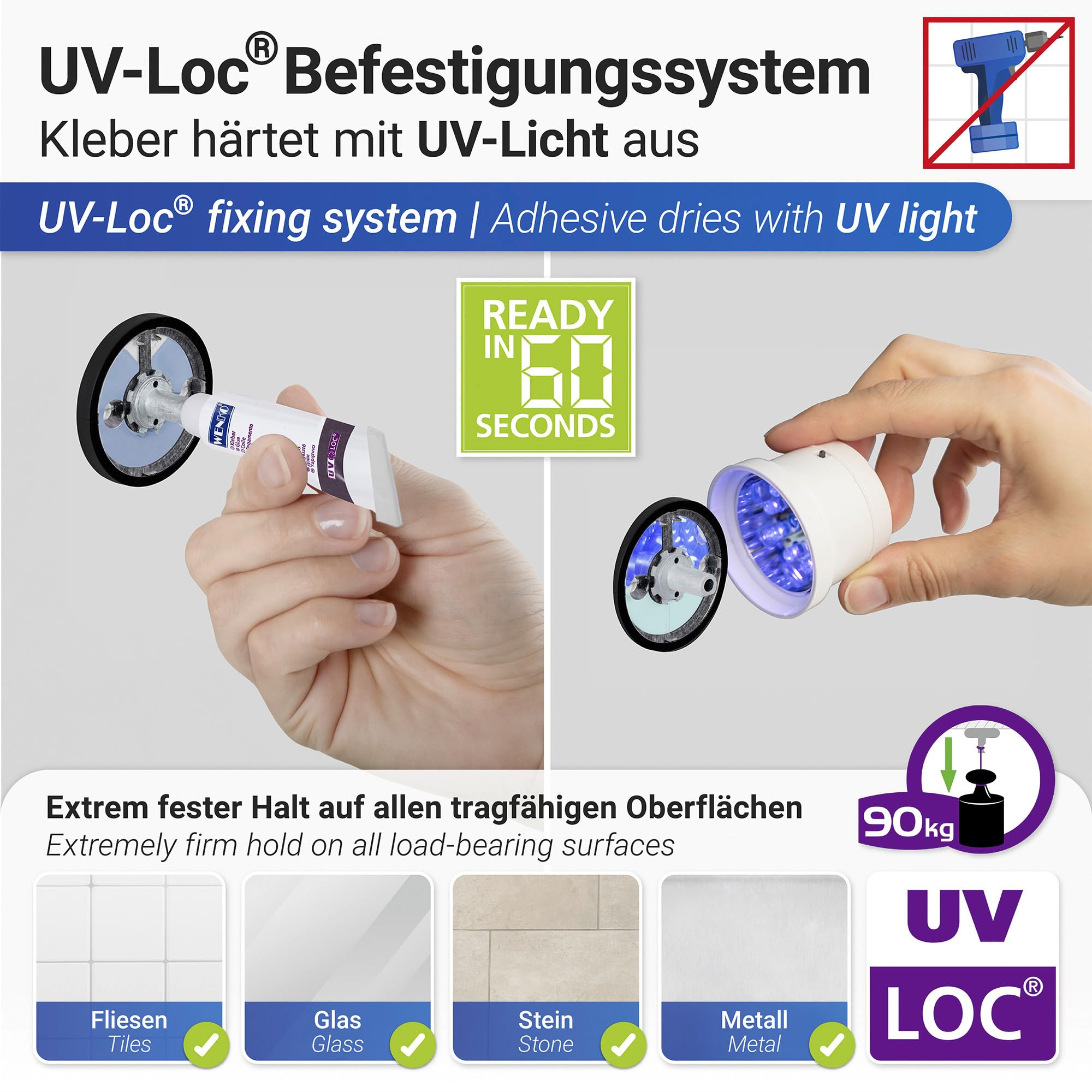 wenko-uv-loc-badetuchstange-uno-isera-vierkantrohr-chrom-41-cm-ohne-bohren image 4