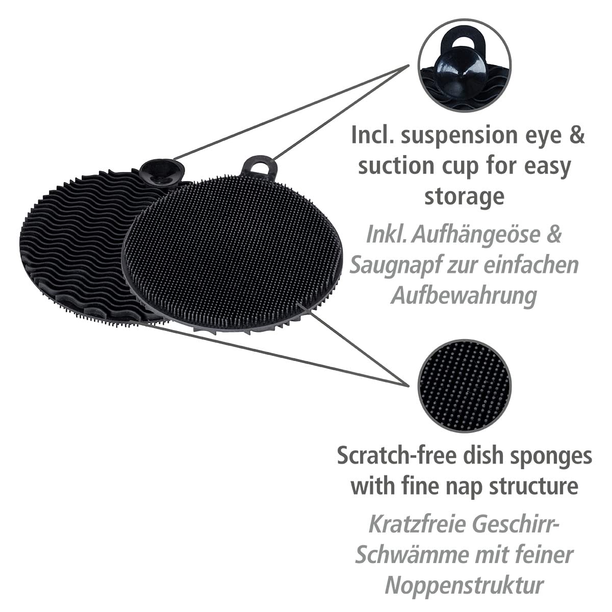 wenko-sp-l-schwamm-soft-schwarz-silikon-2er-set-12-x-1-2-cm image 2