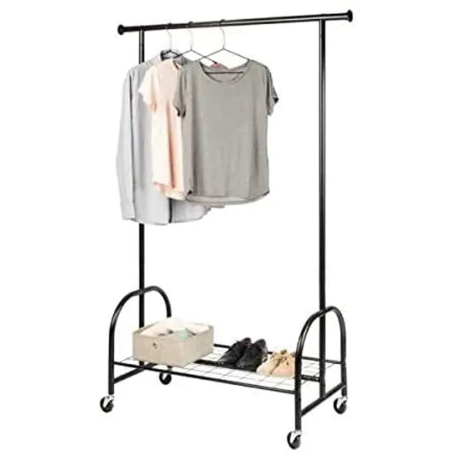 wenko-profi-kleiderst-nder-121-x-185-x-52-cm-schwarz-garderobenst-nder-auf-rolle image 1