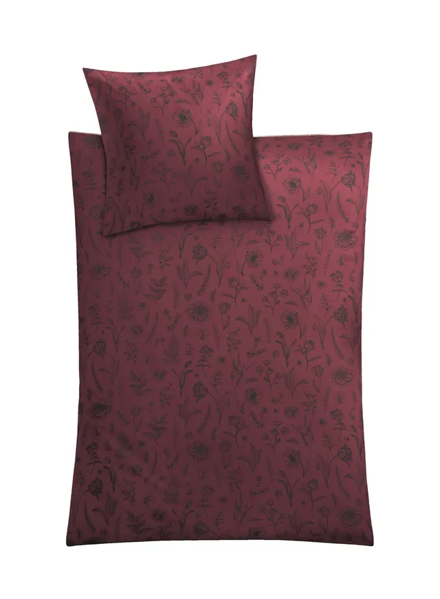 kleine-wolke-bettw-sche-satin-lisse-rot-135-x-200-cm-80-x-80-cm image 1