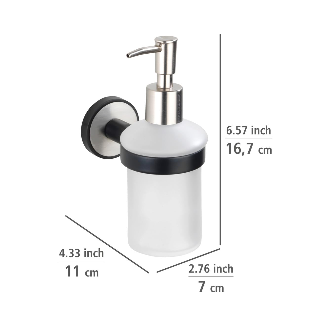 wenko-uv-loc-udine-seifenspender-200-ml-7-x-16-2-x-11-cm-glas-edelstahl-schwarz- image 5