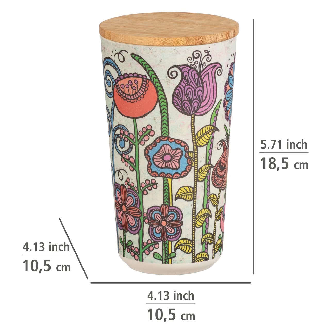 wenko-flowers-vorratsdose-0-95-liter-mit-bambusdeckel-10-5-x-18-5-cm-mehrfarbig image 4