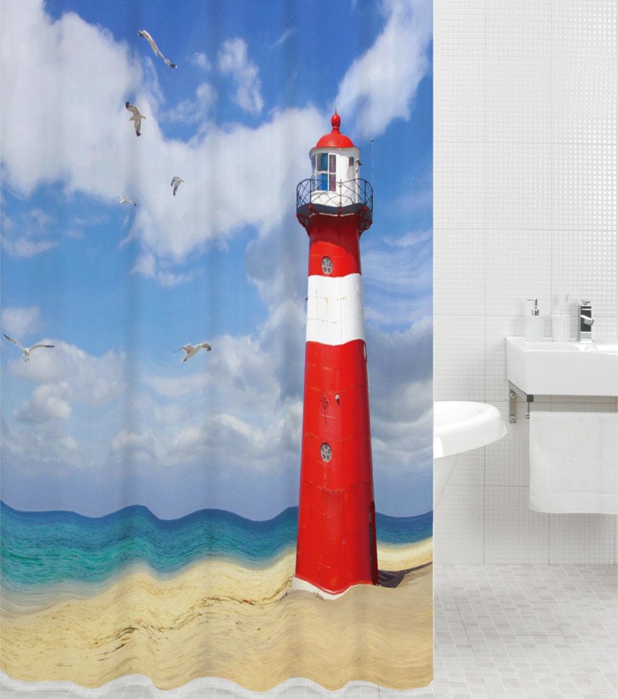 sanilo-duschvorhang-lighthouse-180-x-180-cm-wasserdicht-mit-12-ringen image 2