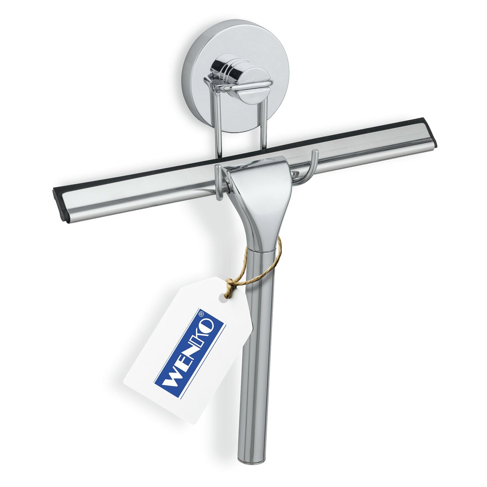 wenko-vacuum-loc-duschabzieher-25-cm-edelstahl-mit-vakuum-haken-ohne-bohren image 1