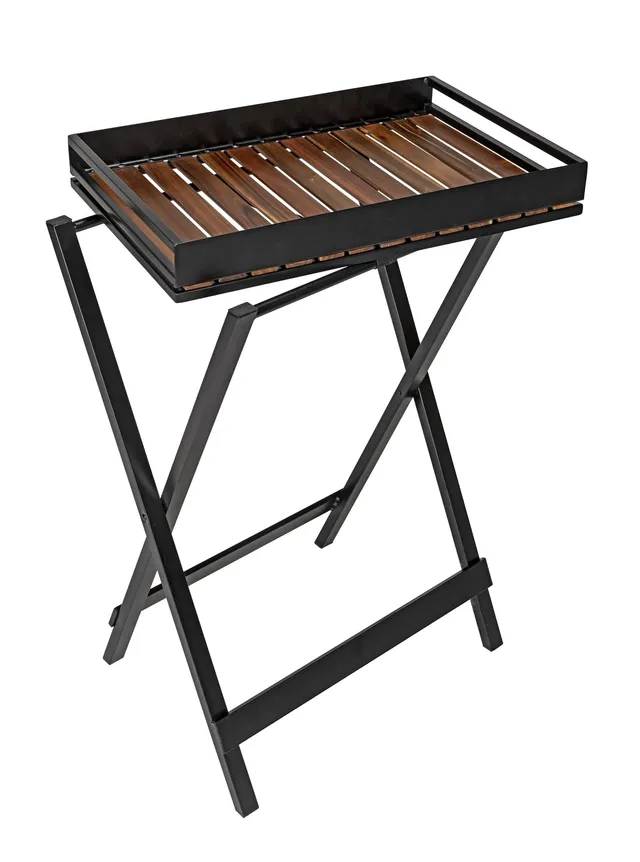 wenko-taba-beistelltisch-klappbar-60-x-89-x-42-cm-metall-schwarz-akazienholz-mit image 1