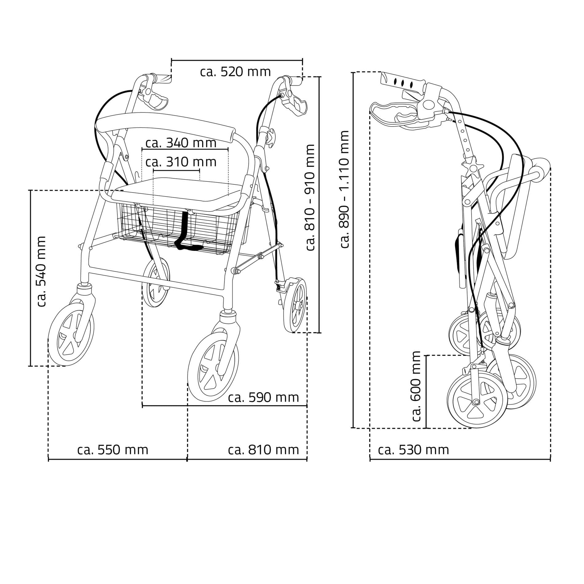 ridder-rollator-eco-schwarz-mit-sitz-und-korb image 3