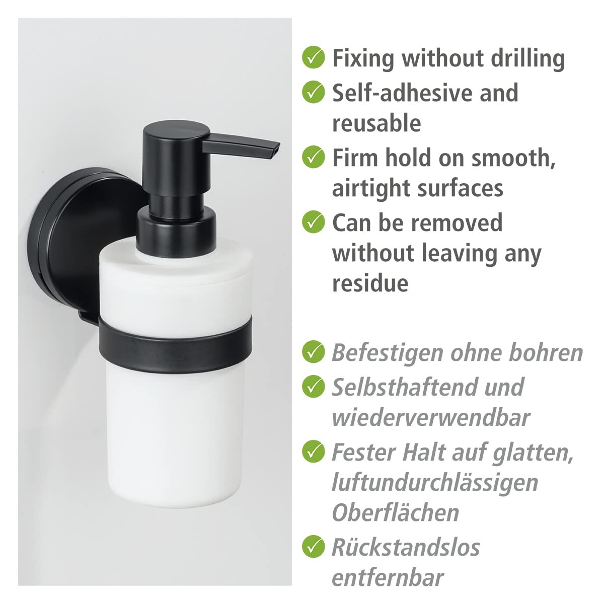 wenko-static-loc-plus-seifenspender-pavia-schwarz-matt-220-ml image 4