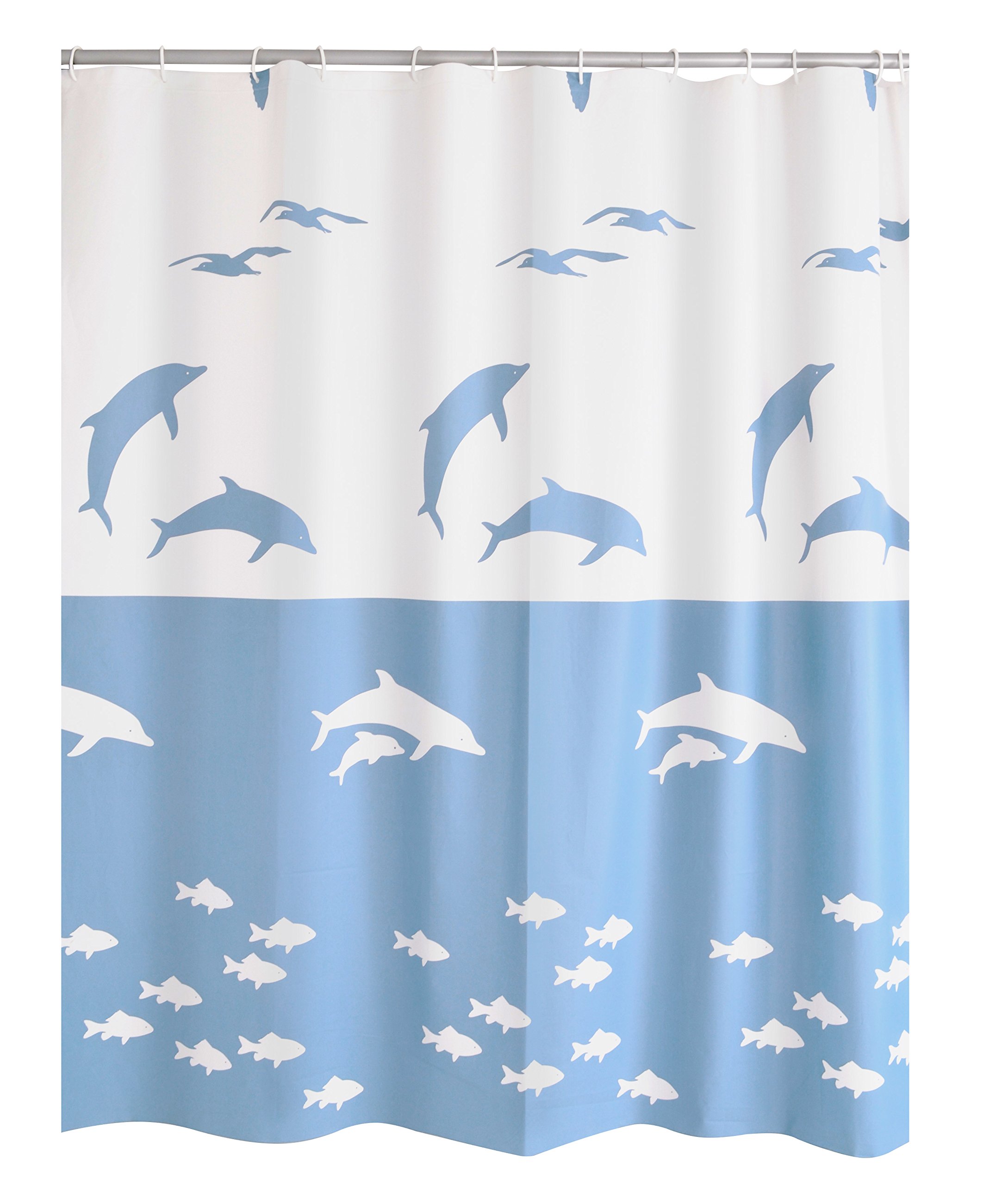 ridder-flipper-duschvorhang-folie-180x200-cm-delfin-fische-inkl-ringe image 1