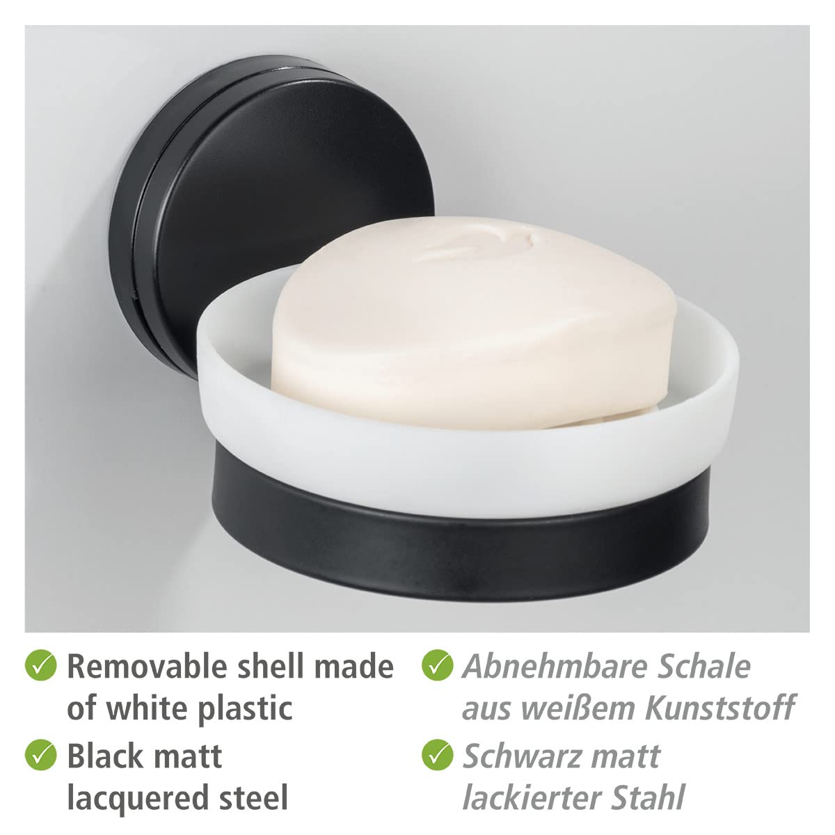 wenko-static-loc-plus-seifenablage-pavia-schwarz-10-x-6-5-x-12-cm-stahl image 3