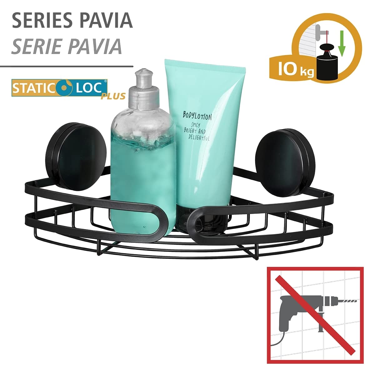 wenko-static-loc-plus-eckablage-pavia-schwarz-27-x-9-8-x-20-cm-ohne-bohren image 3