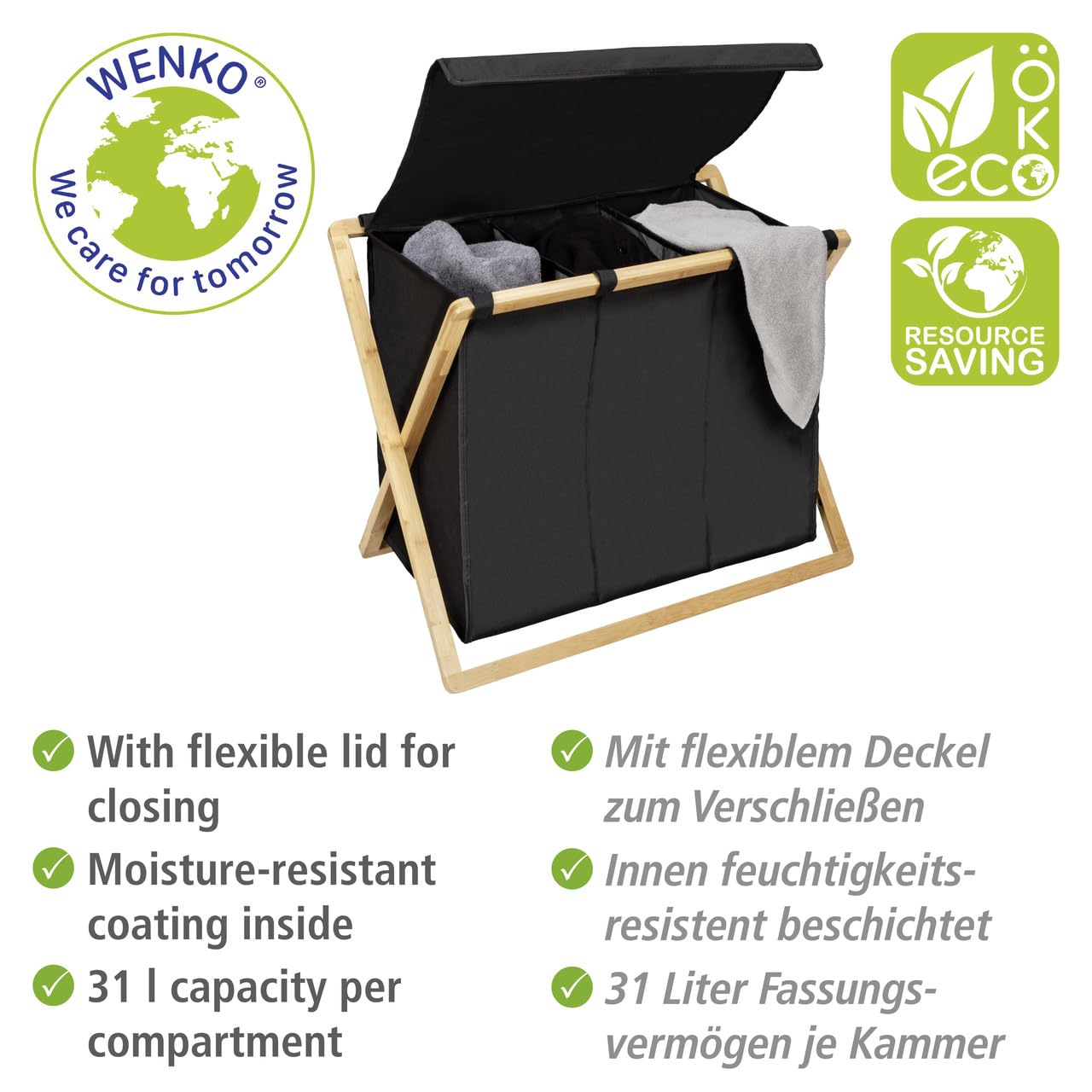 wenko-ecori-trio-w-schesammler-3x31-liter-bambus-natur-schwarz image 5
