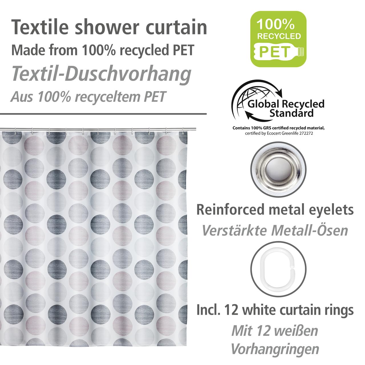 wenko-pastell-dots-duschvorhang-180-x-200-cm-polyester-mehrfarbig-inkl-12-ringe image 2