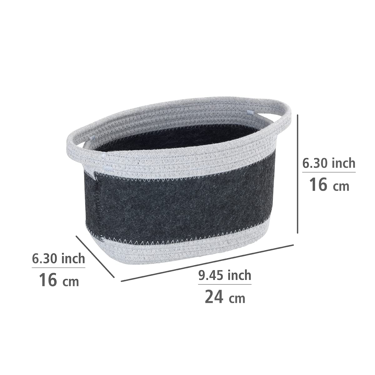 wenko-filzkorb-bea-m-aufbewahrungskorb-5-liter-24-x-16-x-16-cm-dunkelgrau-wei image 4