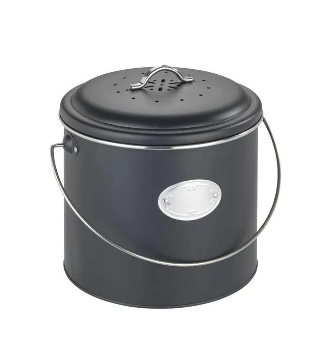 wenko-komposteimer-nero-6-l-metall-schwarz-mit-aktivkohlefilter-22-5-x-22-5-cm image 1