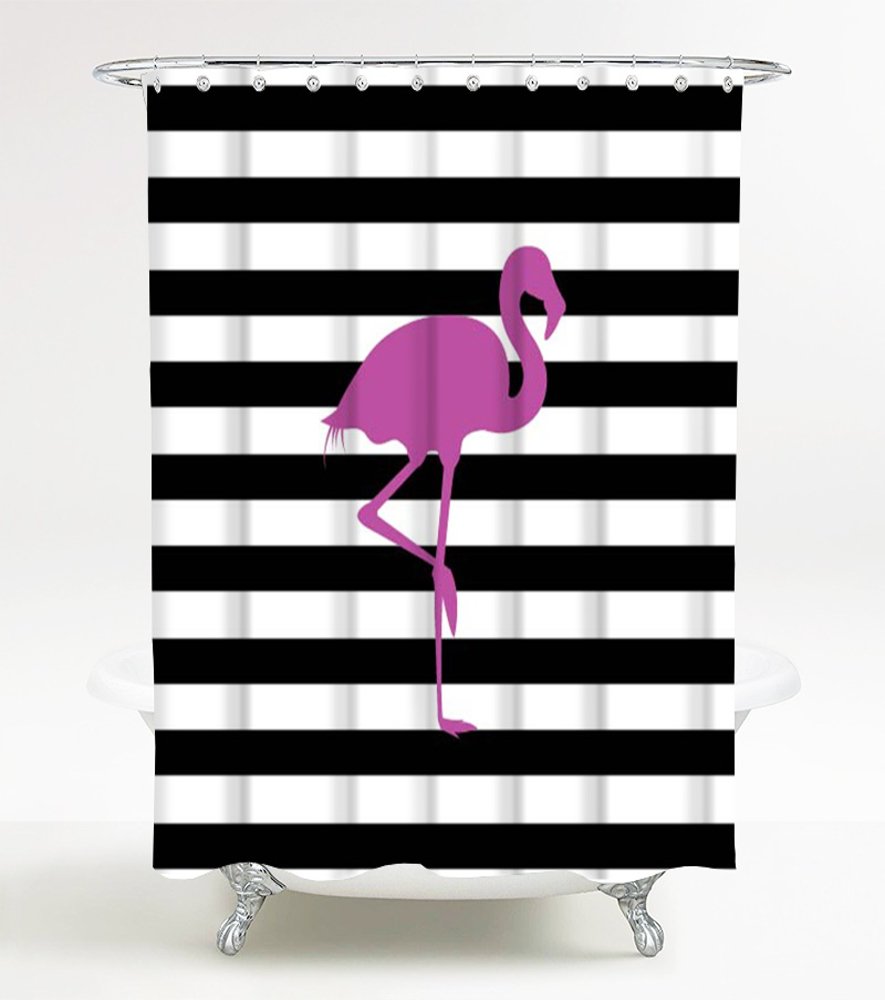 sanilo-duschvorhang-flamingo-180-x-200-cm-wasserdicht-mit-ringen image 1