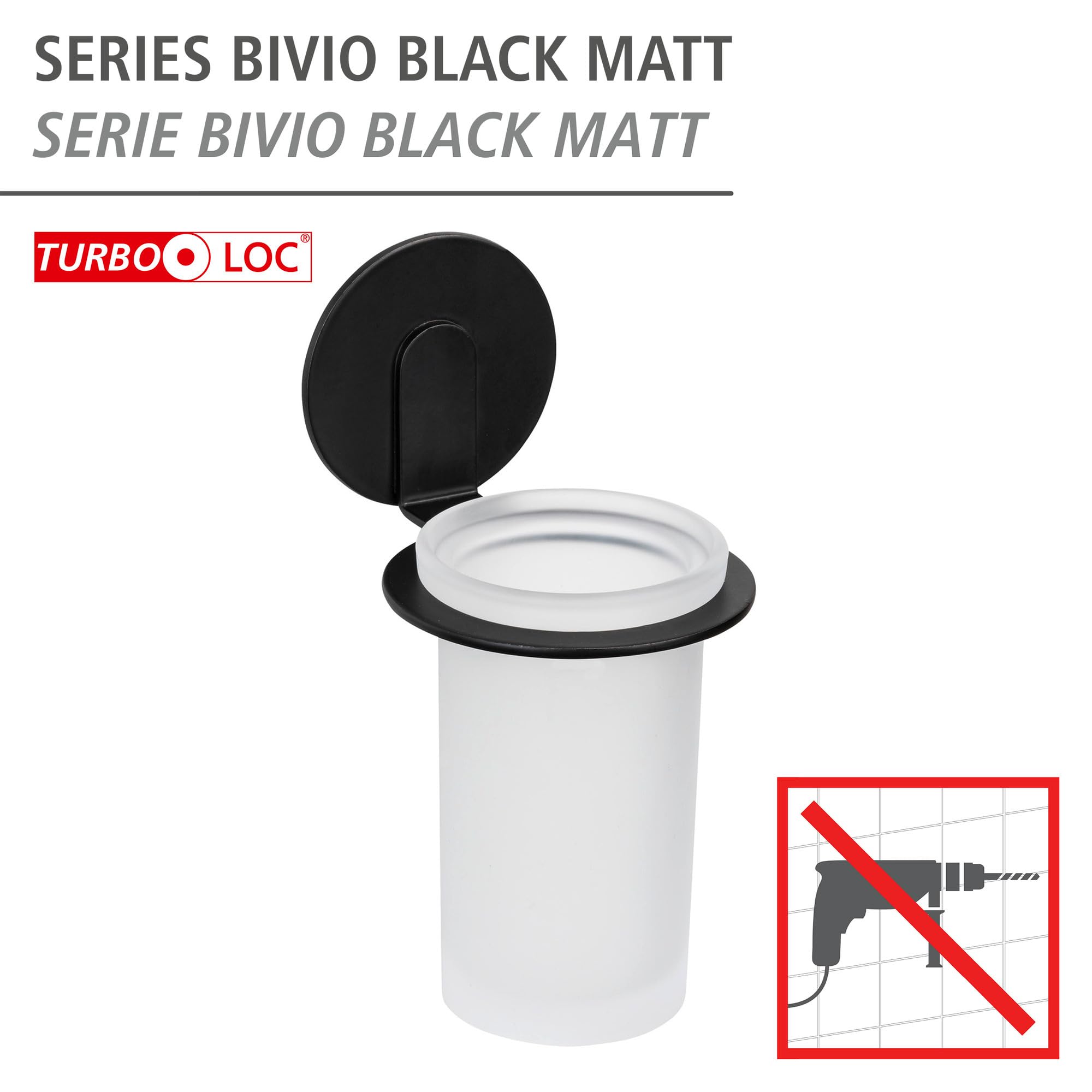 wenko-turbo-loc-bivio-black-matt-zahnputzbecher-wandmontiert-schwarz-8-5-x-16-5- image 2