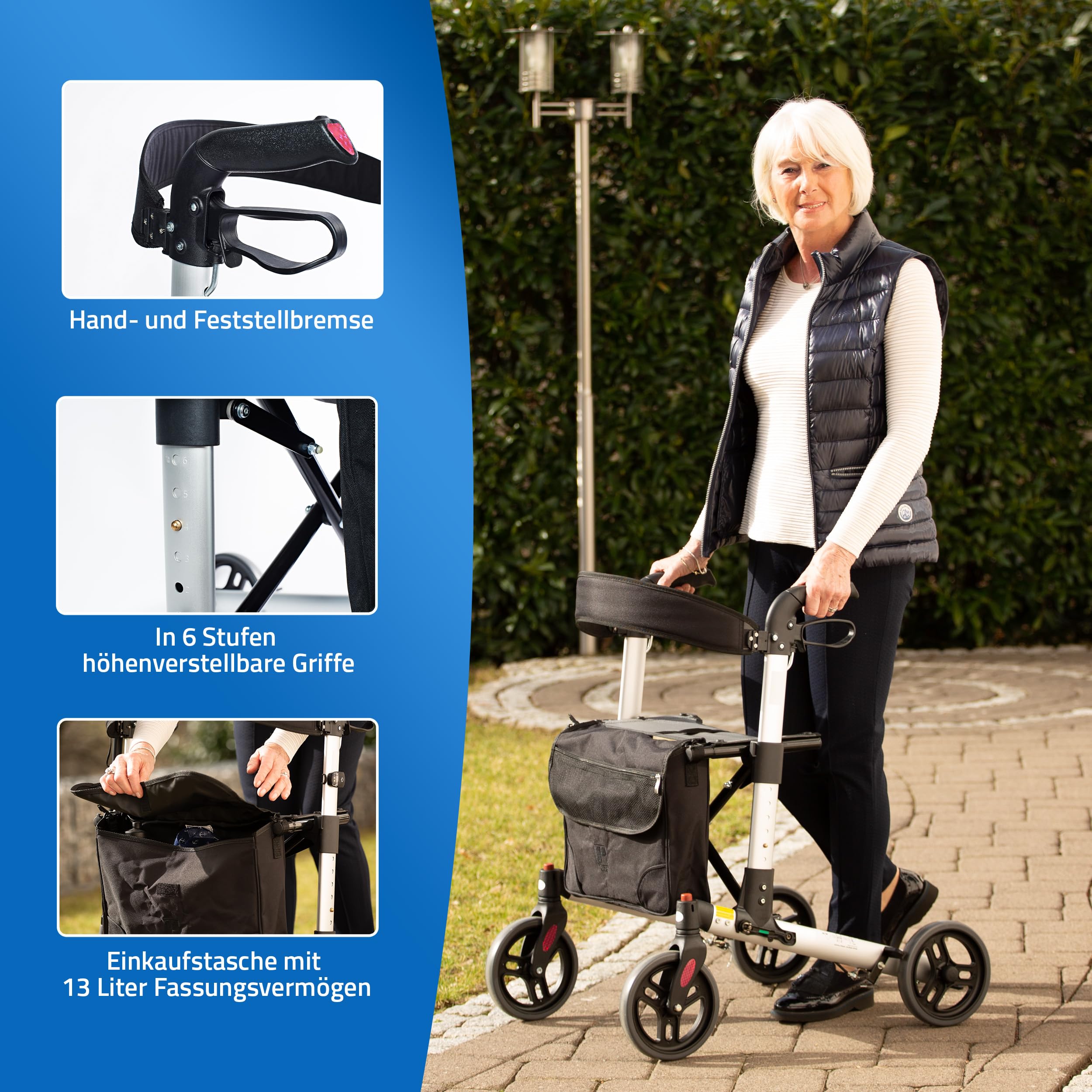 ridder-rollator-mio-faltbarer-gehwagen-mit-sitz-r-ckengurt-und-einkaufstasche-bi image 2