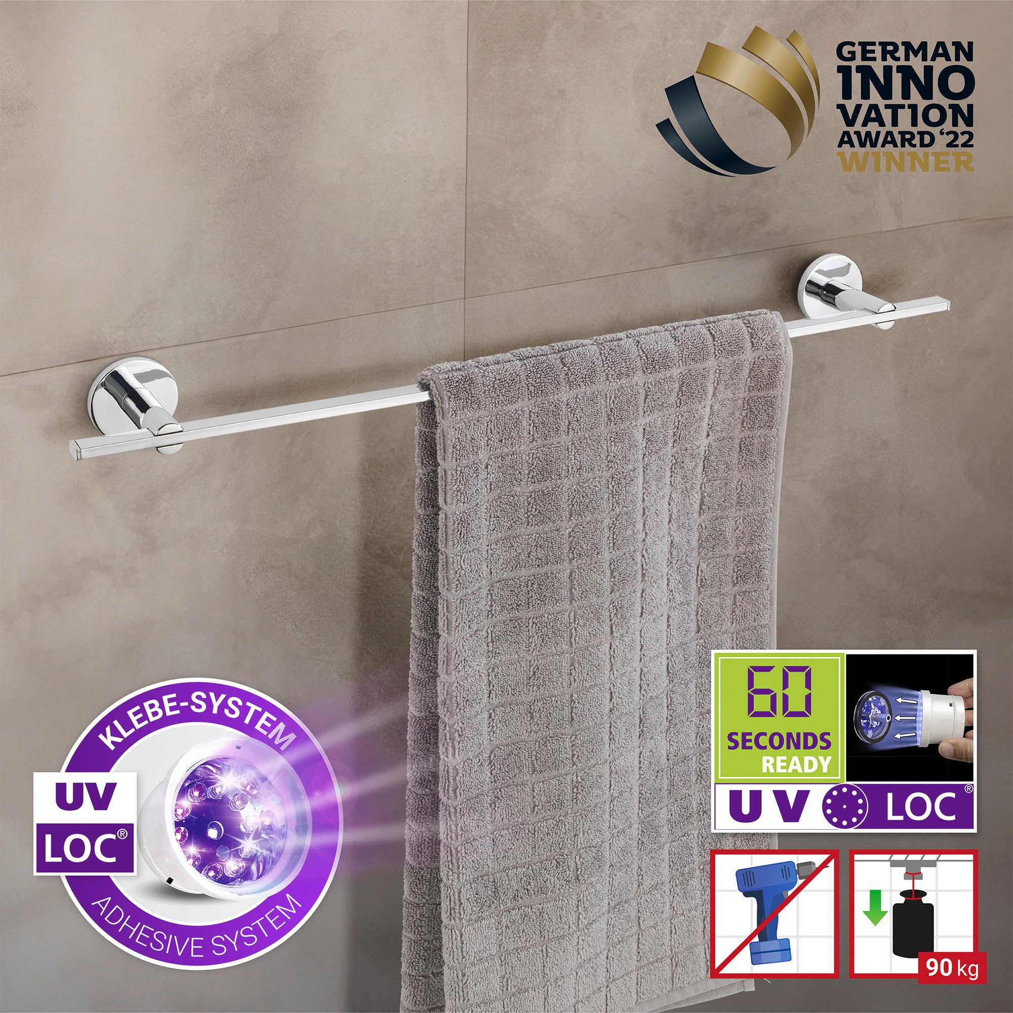 wenko-isera-uno-badetuchstange-59-5-cm-uv-loc-ohne-bohren-chrom image 2