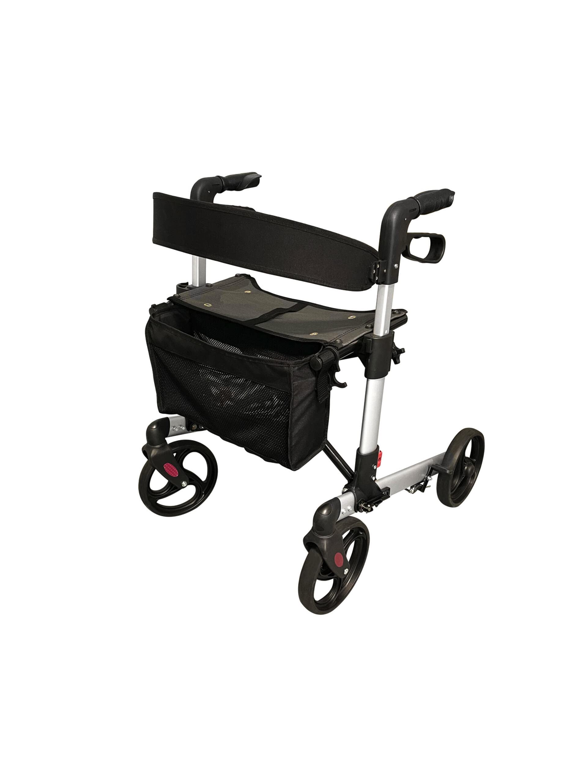 ridder-ivo-rollator-schwarz-silber-faltbar-mit-sitz-korb-gehstockhalter image 1
