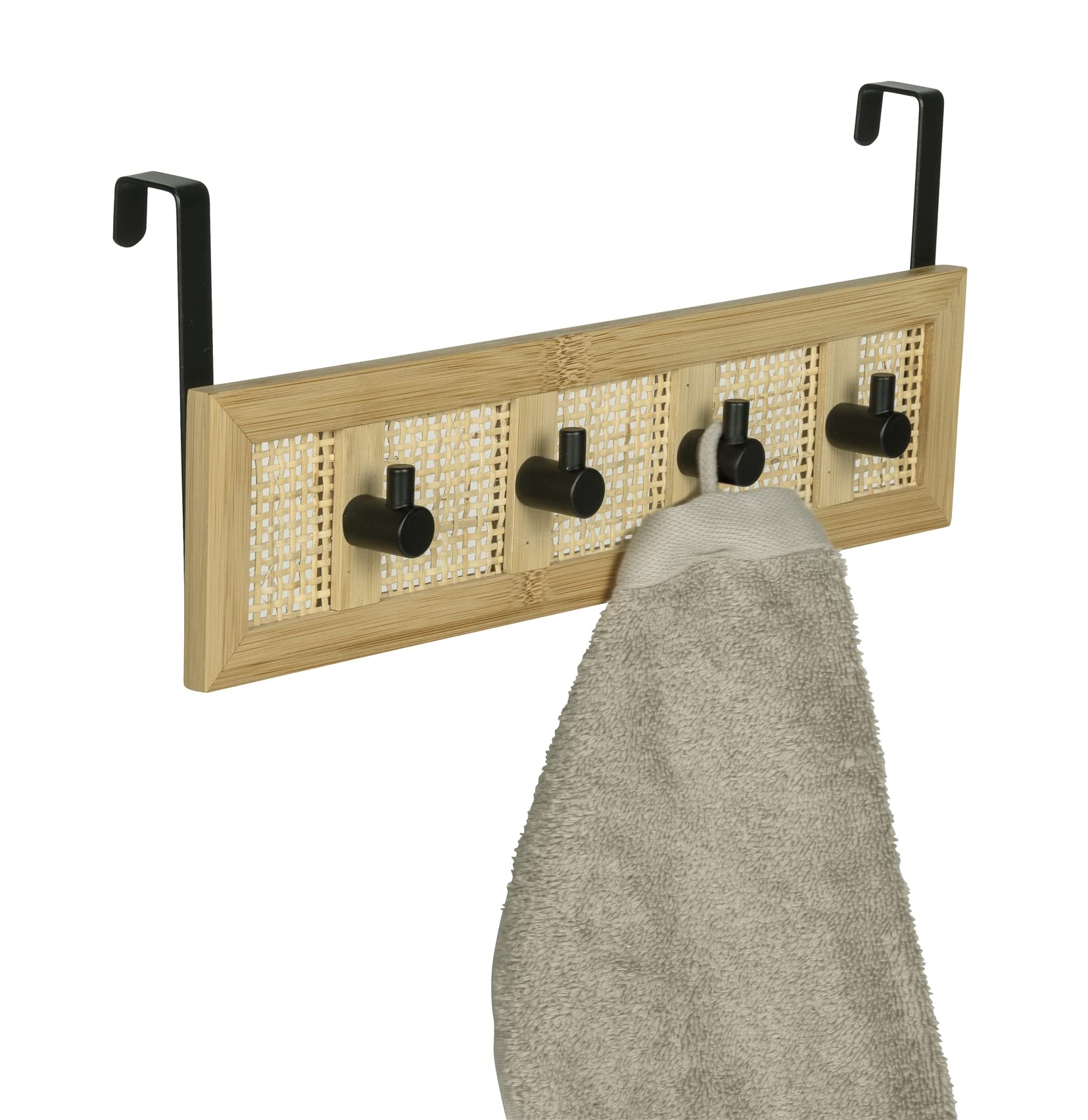 wenko-allegre-t-rgarderobe-zum-einh-ngen-bambus-rattan-boho-4-haken-33-x-14-x-6- image 4