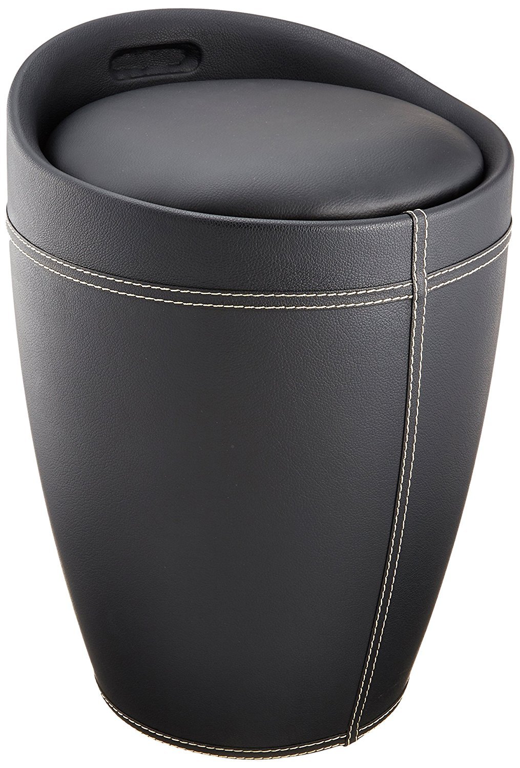 wenko-candy-badhocker-mit-stauraum-20-l-schwarz-leder-optik image 1