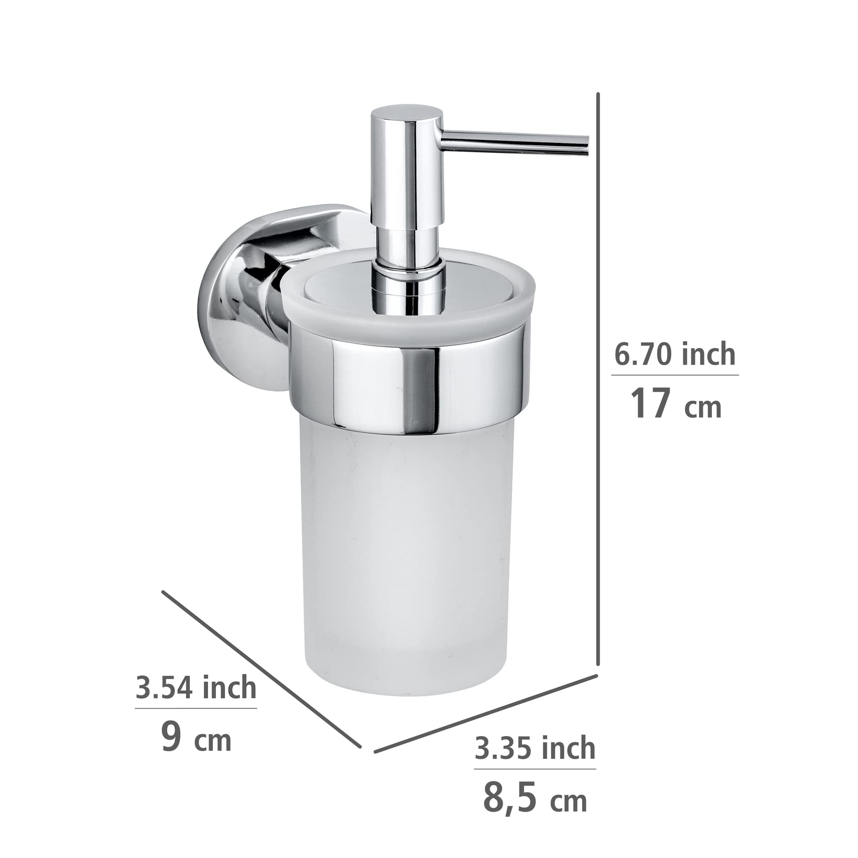 wenko-uv-loc-maribor-seifenspender-150-ml-8-5-x-17-x-9-cm-glas-zinkdruckguss-chr image 7
