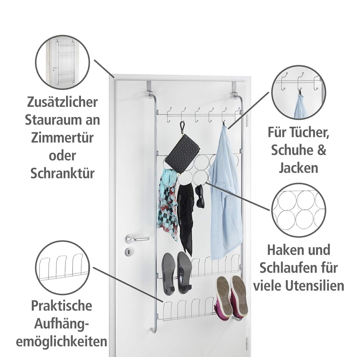 wenko-t-r-organizer-h-nge-regal-59-x-150-5-x-18-5-cm-f-r-kleidung-und-schuhe-sil image 3
