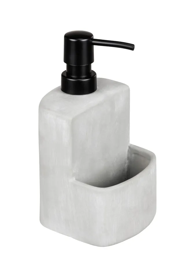wenko-sp-lmittelspender-festival-seifenspender-beton-grau-380-ml-mit-schwammfach image 1