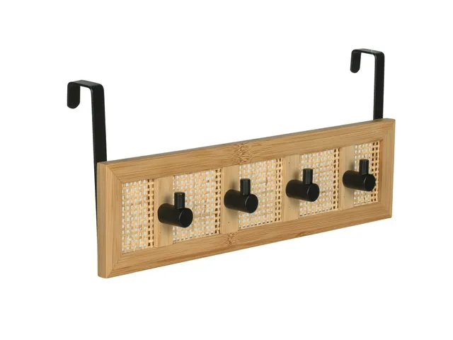 wenko-allegre-t-rgarderobe-zum-einh-ngen-bambus-rattan-boho-4-haken-33-x-14-x-6- image 1