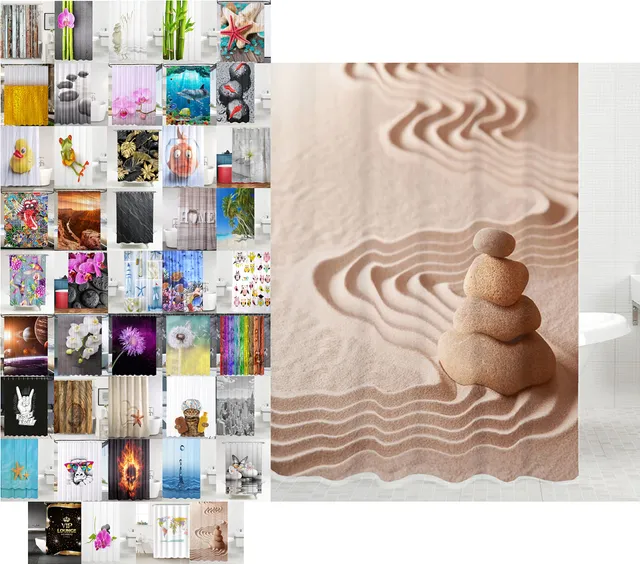 sanilo-duschvorhang-zen-180-x-180-cm-polyester-wasserdicht-inkl-12-ringe image 1