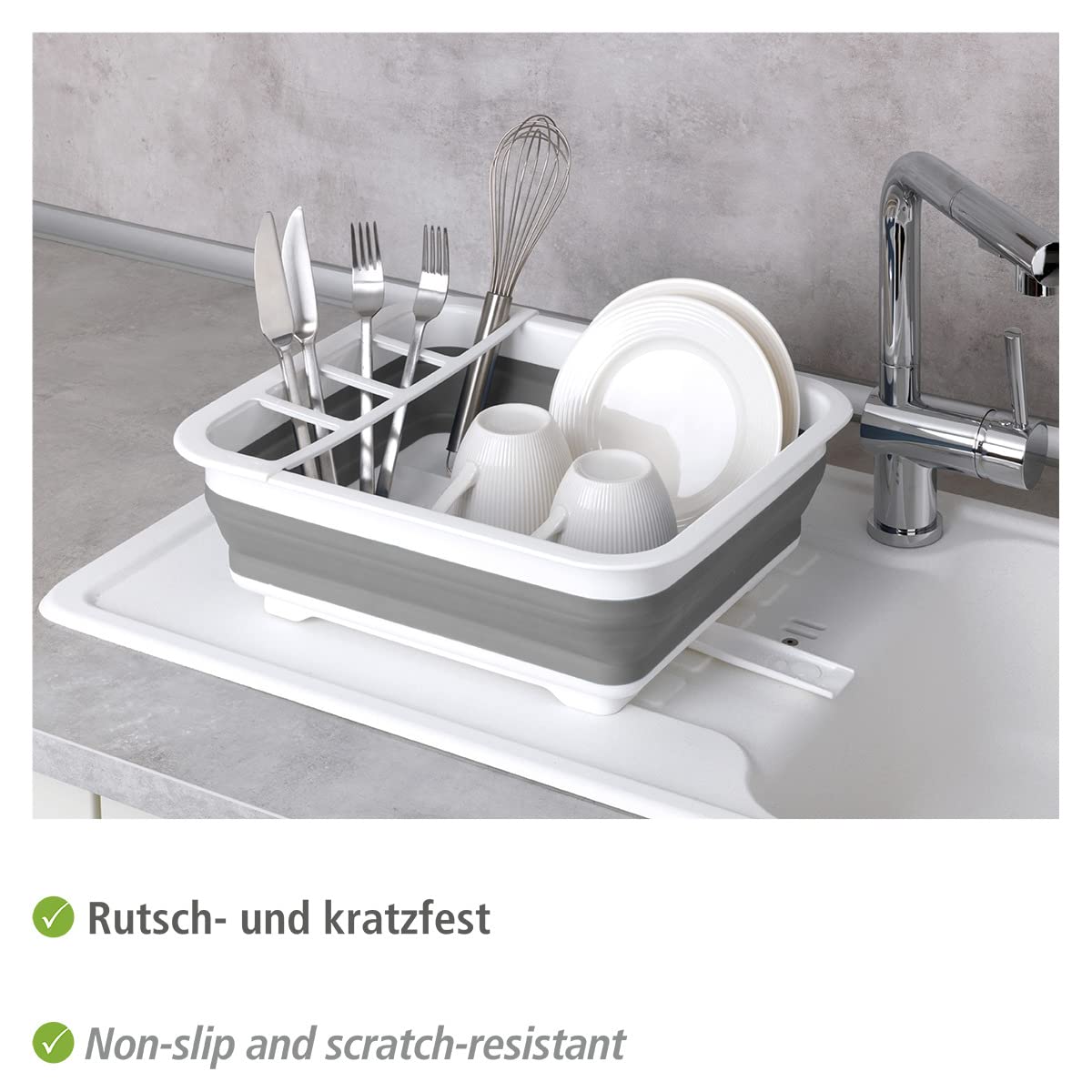 wenko-geschirrabtropfer-gaia-faltbar-grau-wei-36-5-x-31-cm-mit-ablauf image 3