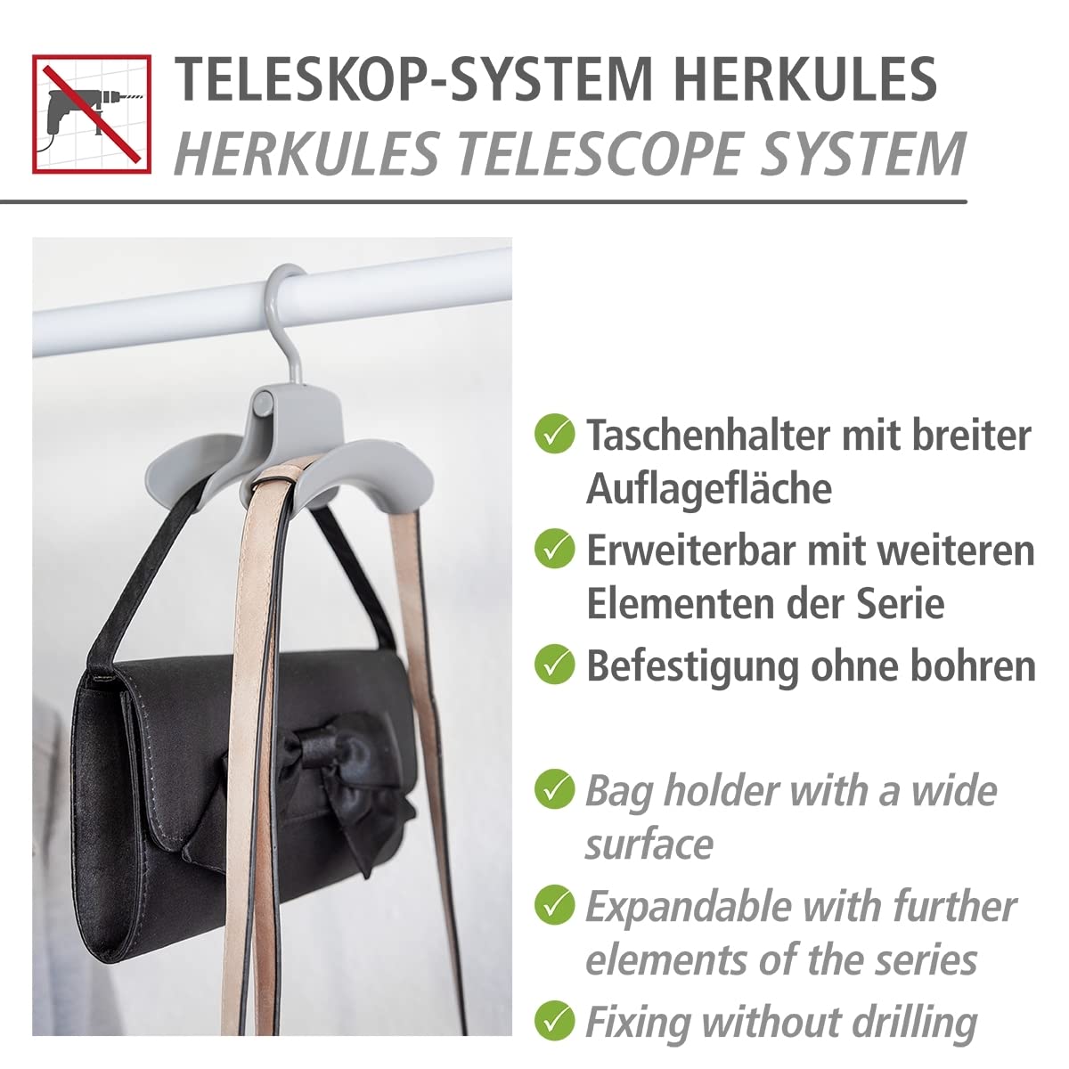 wenko-herkules-handtaschen-halter-3er-set-grau-9-x-12-5-x-14-cm image 4