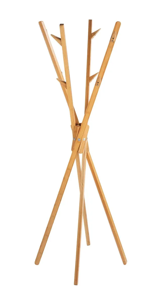 wenko-standgarderobe-mikado-aus-bambus-66-5-x-170-x-66-5-cm-braun image 1