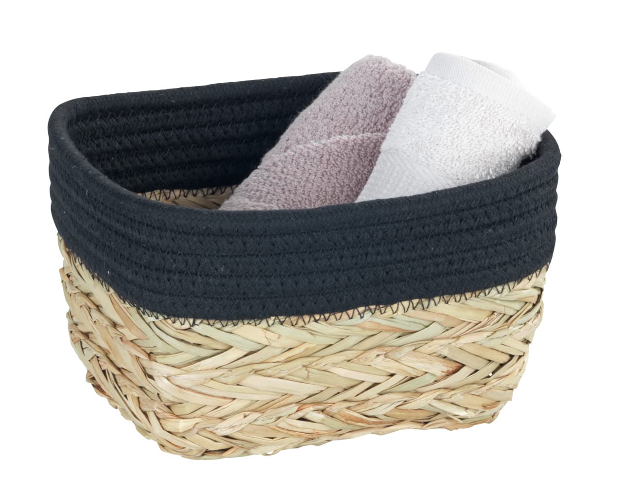 wenko-rika-s-aufbewahrungskorb-braun-schwarz-borstengras-und-baumwolle-15x20x13- image 2